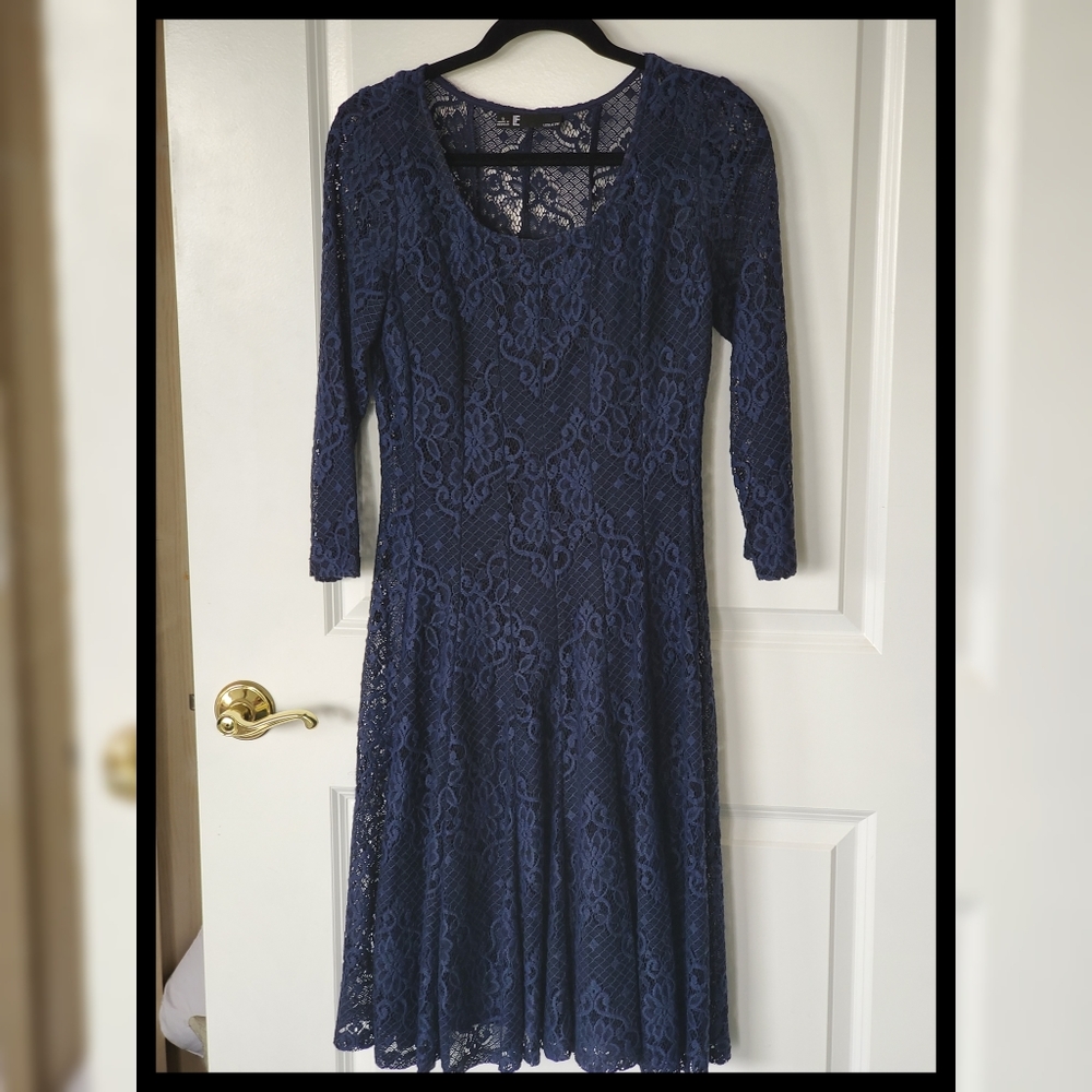 Vintage 90s Blue Guipure Lace Princess Dress